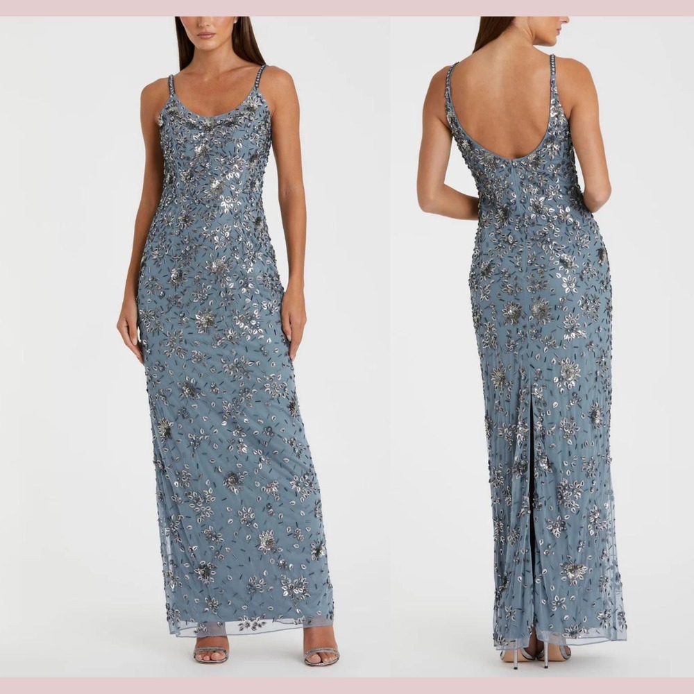Mac Duggal Slate Blue Sequin Gown